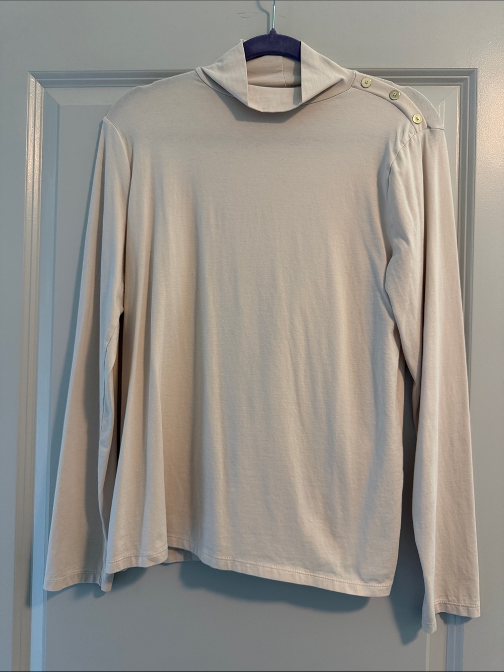 LOFT Women's Long-Sleeve Mock Neck Top in Light Beige